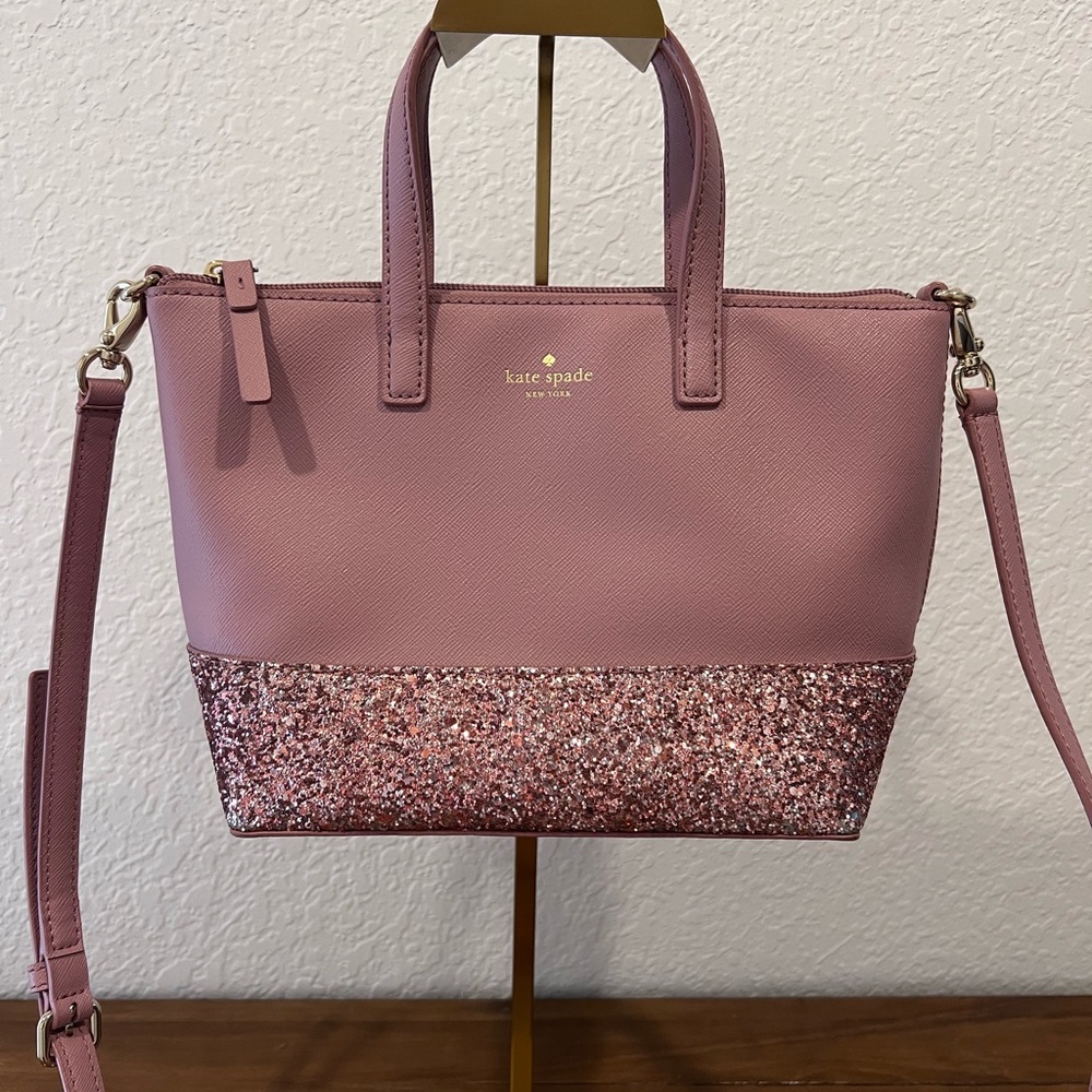 NWOT Kate Spade Mauve Glitter crossbody
